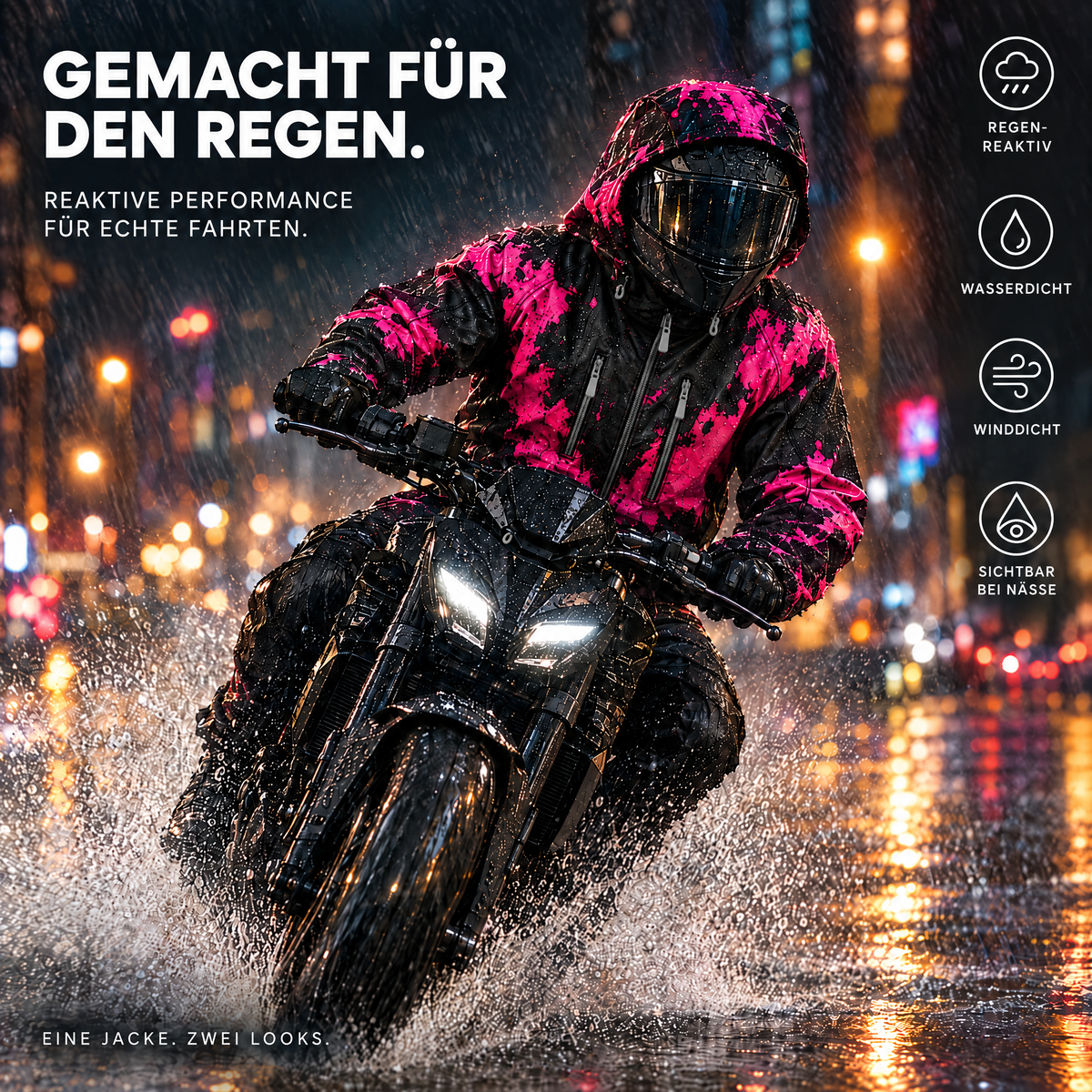 Gemacht für den Regen – CHROMA RIDE Reaktive Regenjacke